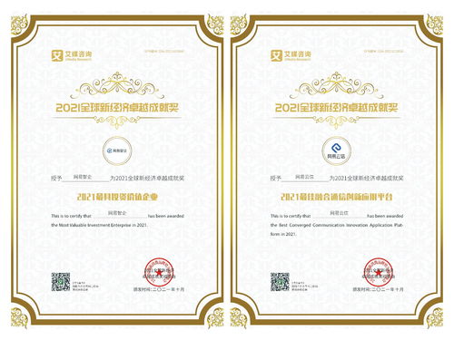 網(wǎng)易智企榮獲2021全球新經(jīng)濟(jì)卓越成就獎，認(rèn)證咨詢實(shí)力獲權(quán)威認(rèn)可